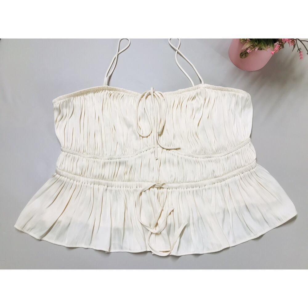 Rachel Zoe Strappy Ruched Crop Top Fairy Romantic Feminine Flirty Coquette XL